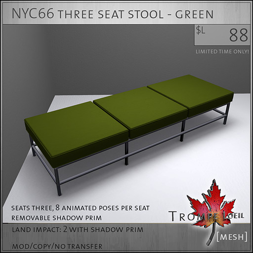 NYC66-three-seat-stool-green-L88