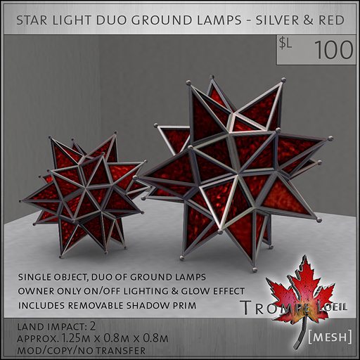 star light duo ground lamps silver red L100