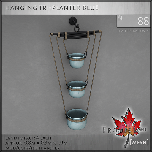 hanging tri-planter blue L88