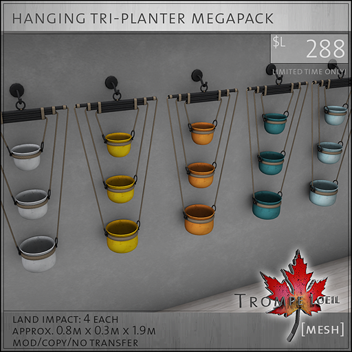 hanging tri-planter megapack L288