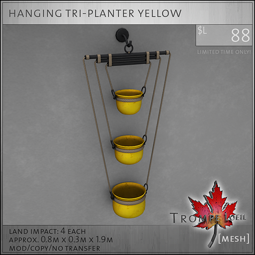hanging tri-planter yellow L88