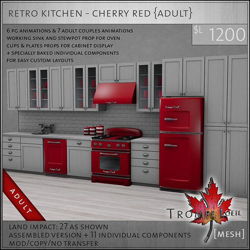 retro kitchen cherry red A L1200