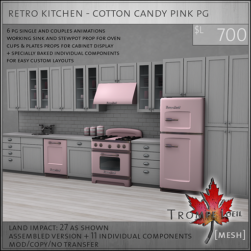 retro kitchen cotton candy pink PG L700