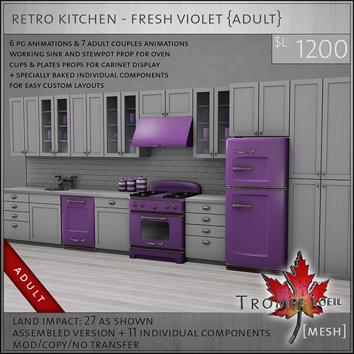 retro kitchen fresh violet A L1200