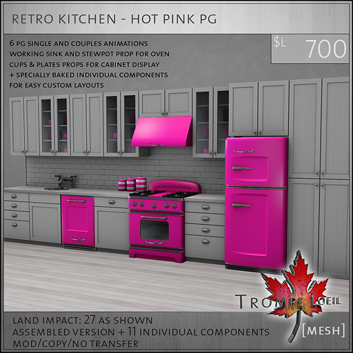 retro kitchen hot pink PG L700