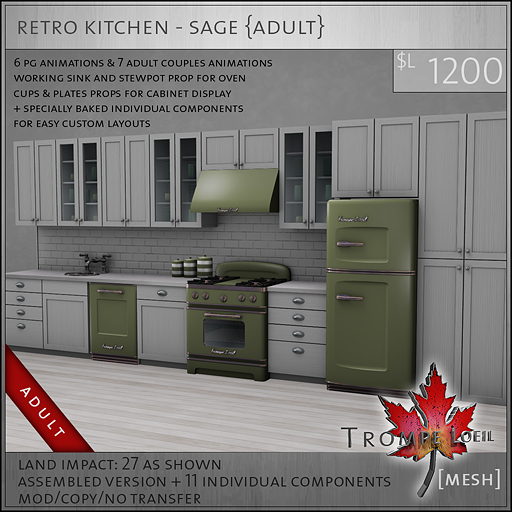 retro kitchen sage A L1200