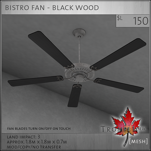 bistro fan black wood L150