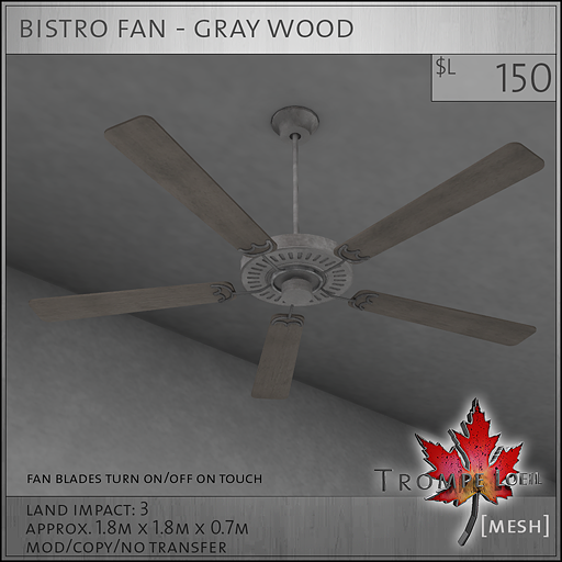 bistro fan gray wood L150