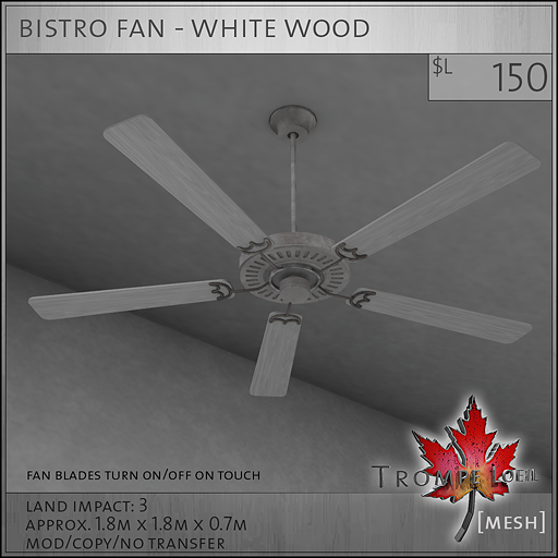 bistro fan white wood L150