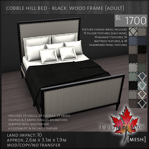 cobble hill bed black wood frame Adult L1700