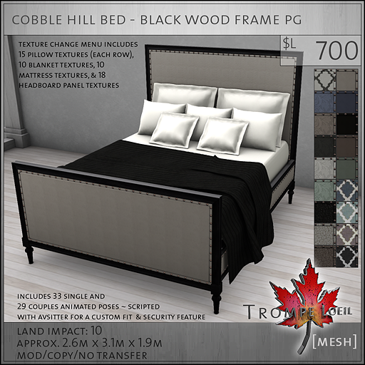cobble hill bed black wood frame PG