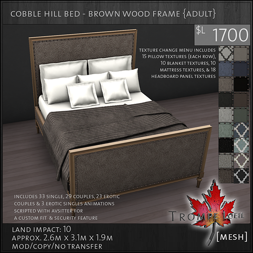 cobble hill bed brown wood frame Adult