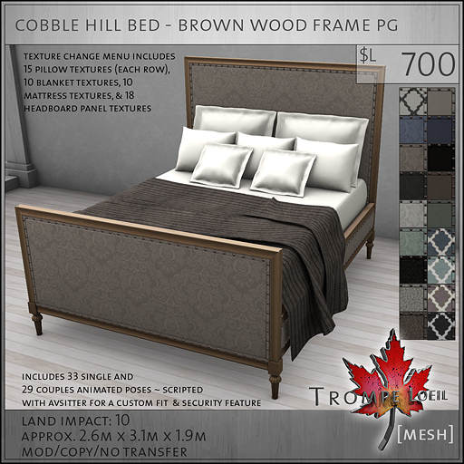 cobble hill bed brown wood frame PG