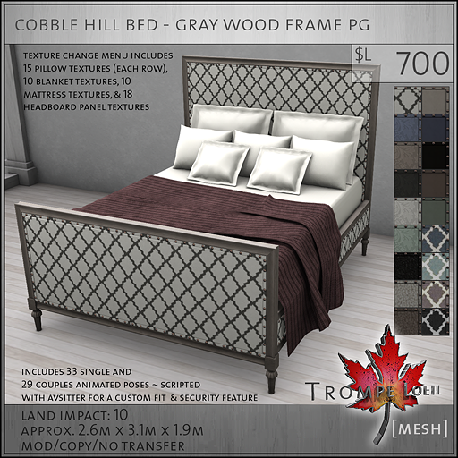 cobble hill bed gray wood frame PG