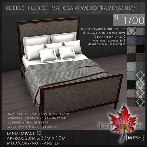 cobble hill bed mahogany wood frame Adult