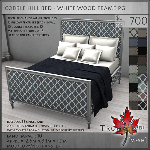 cobble hill bed white wood frame PG