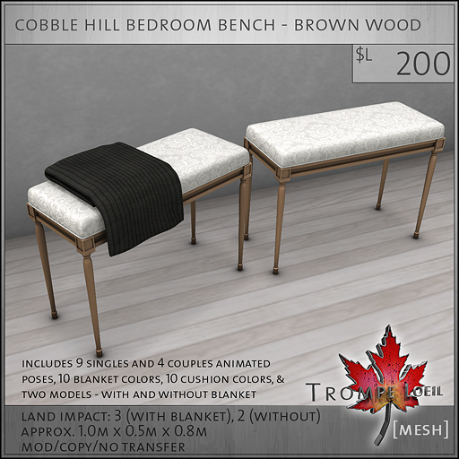 cobble hill bedroom bench brown wood L200