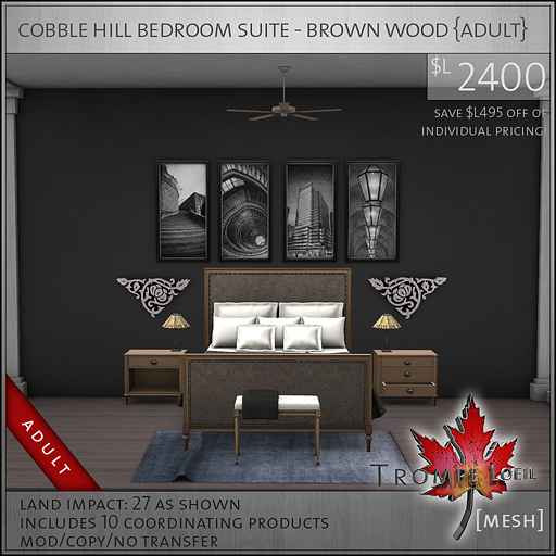cobble hill bedroom suite brown wood Adult L2400
