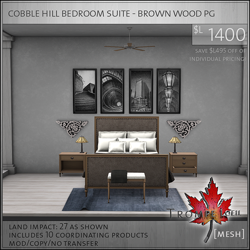 cobble hill bedroom suite brown wood PG L1400