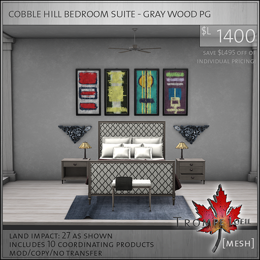 cobble hill bedroom suite gray wood PG L1400