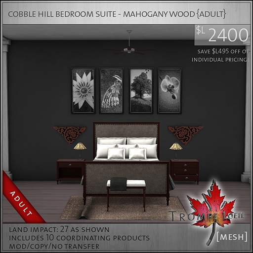 cobble hill bedroom suite mahogany wood Adult L2400