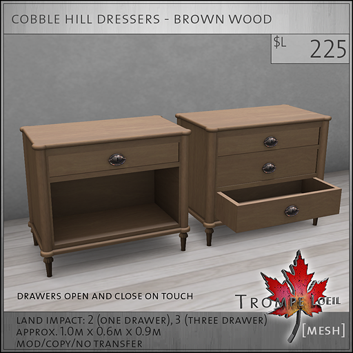 cobble hill dressers brown wood L225