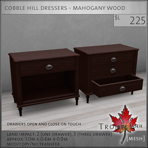 cobble hill dressers mahogany wood L225