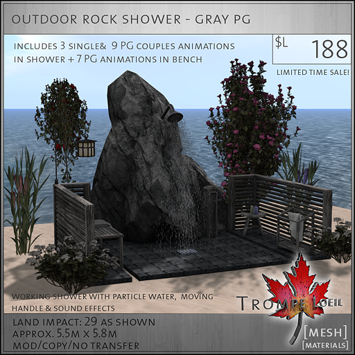 outdoor rock shower gray PG L188