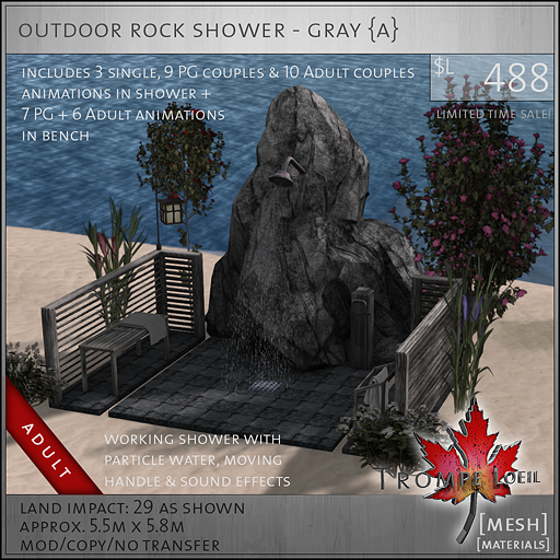 outdoor rock shower gray adult L488