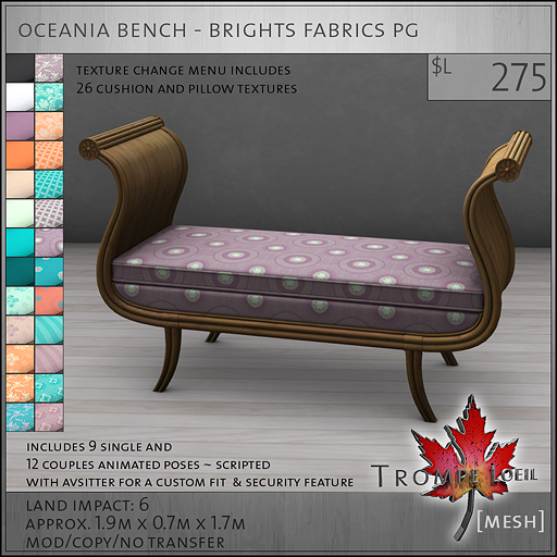 oceania bench brights PG L275