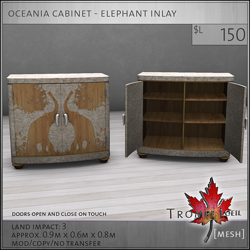 oceania cabinet elephant inlay L150