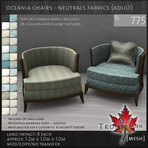 oceania chairs neutrals Adult L775