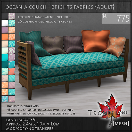 oceania couch brights Adult L775