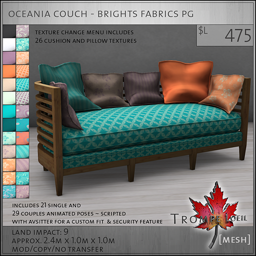 oceania couch brights PG L475
