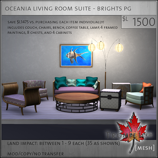 oceania living room suite brights PG L1500
