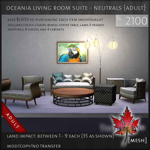 oceania living room suite neutrals Adult L2100