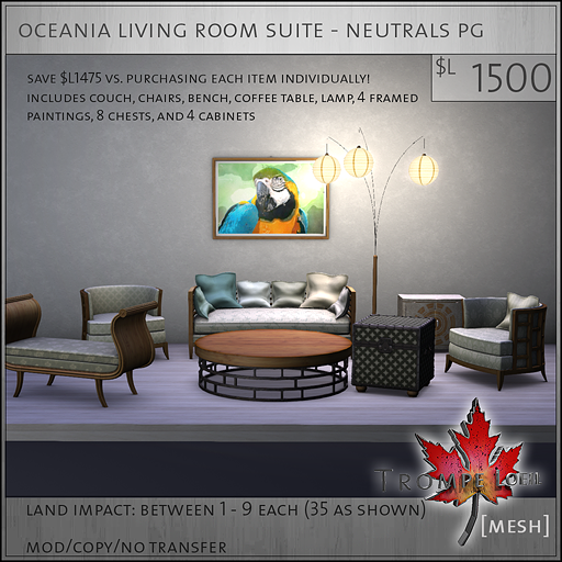 oceania living room suite neutrals PG L1500