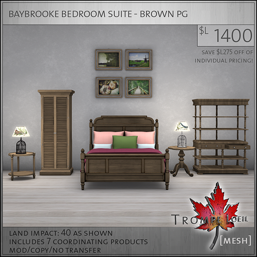 baybrooke bedroom suite brown PG L1400