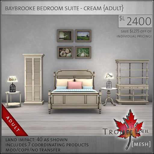 baybrooke bedroom suite cream Adult L2400