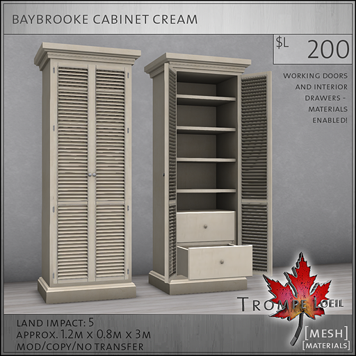 baybrooke cabinet cream L200