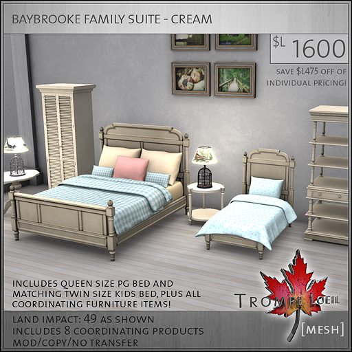 baybrooke family suite cream L1600