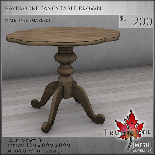 baybrooke fancy table brown L200
