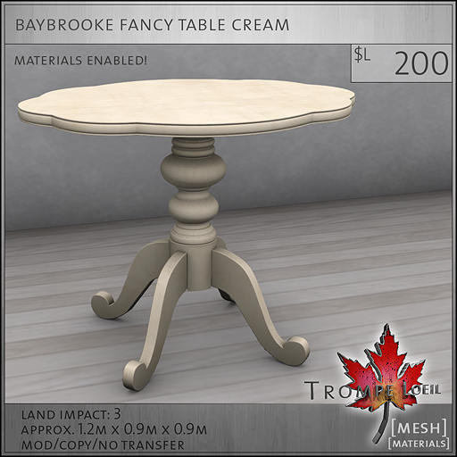 baybrooke fancy table cream L200