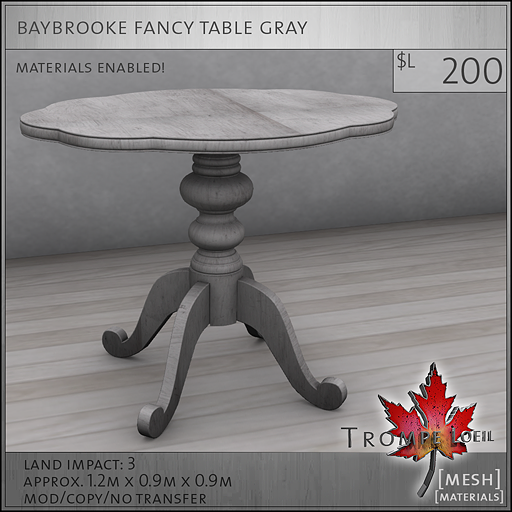 baybrooke fancy table gray L200