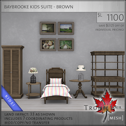 baybrooke kids suite brown L1100