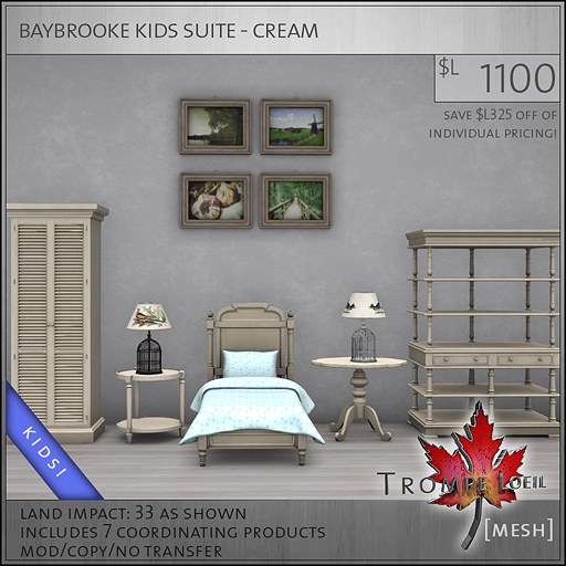 baybrooke kids suite cream L1100