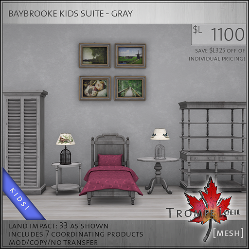 baybrooke kids suite gray L1100
