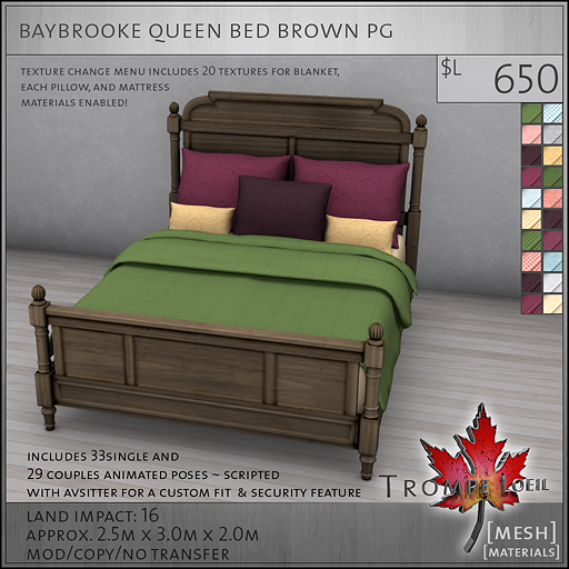 baybrooke queen bed brown PG L650