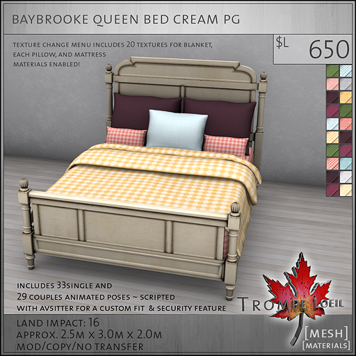 baybrooke queen bed cream PG L650