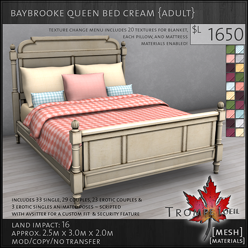 baybrooke queen bed cream adult L1650